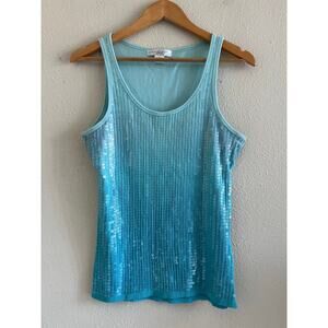 August Silk sequined embellished multicolor ombre‎ tank size Large Festival Lux
